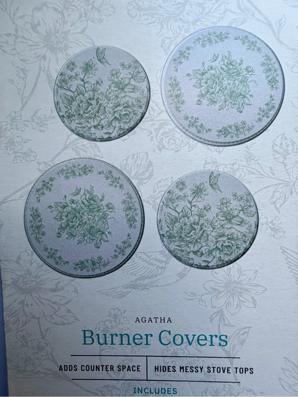 Pioneer Woman Agatha Burner Covers Stove Top Range Set Of 4 New In Package - Picture 7 of 7
